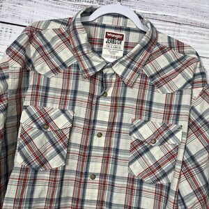 Wrangler Jeans Co 3XL Plaid Cotton Casual Shirt Pearl Snap L/S Western Cowboy